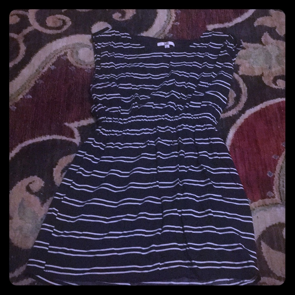 Blue and white striped dress
